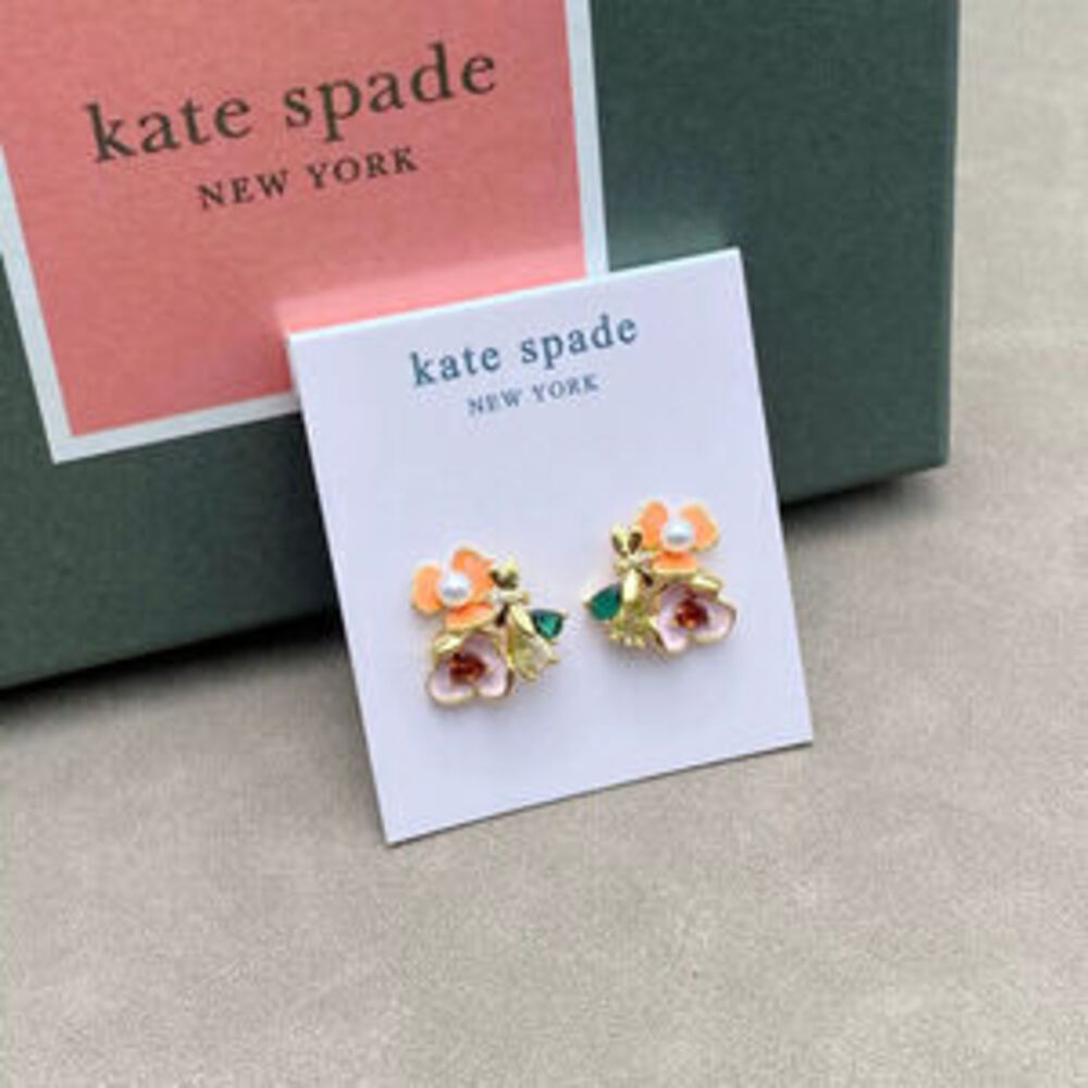 kate spade New Forest Style 3D Flower Leaves Dragonfly Inlaid Color Earrings